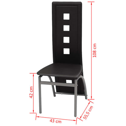 Dining Chairs 4 pcs Black Leather - 43×55.5×108cm