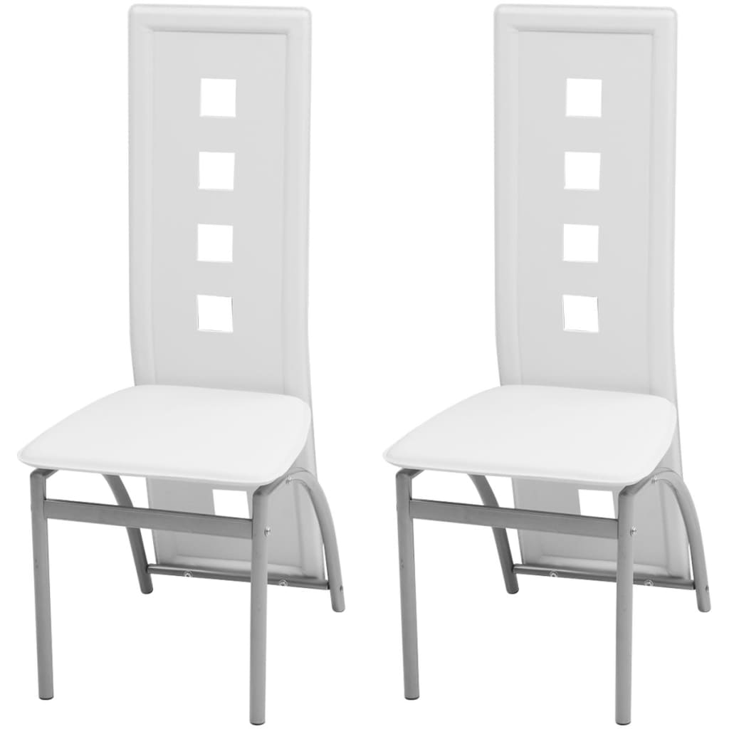 Dining Chairs 2 pcs White Faux Leather - 43×55.5×108cm