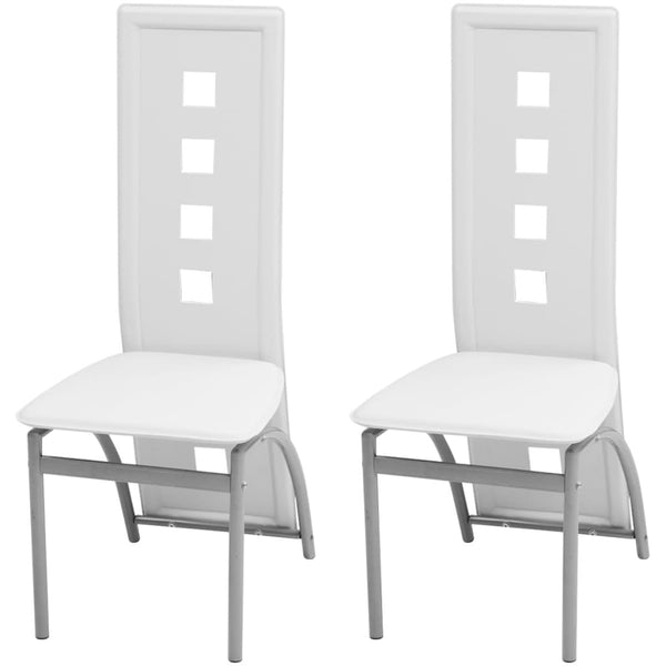  Dining Chairs 2 pcs White Faux Leather
