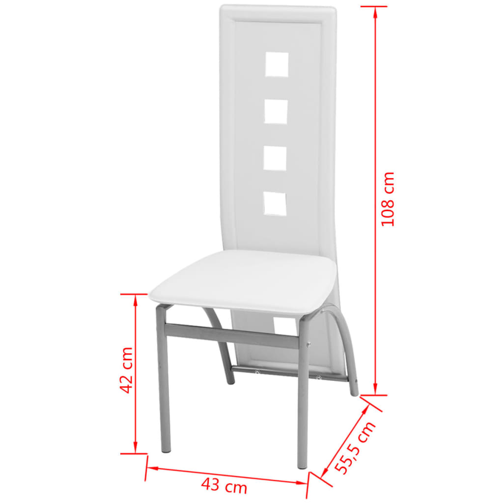 Dining Chairs 2 pcs White Faux Leather - 43×55.5×108cm