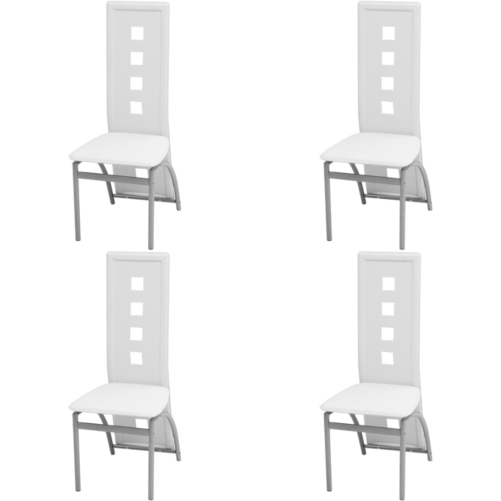 Dining Chairs 4 pcs White Faux Leather - 43×55.5×108cm