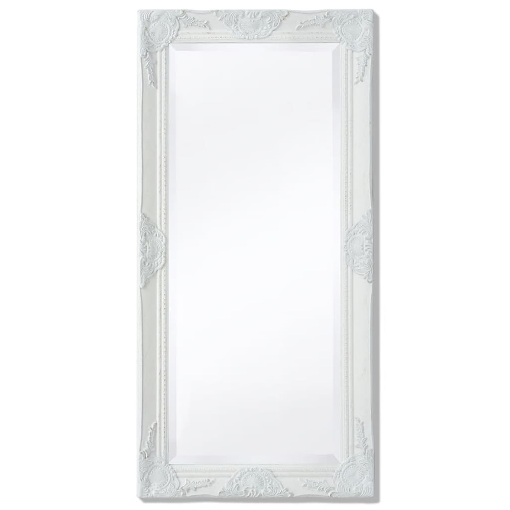 Wall Mirror Baroque Style White - 100×50cm