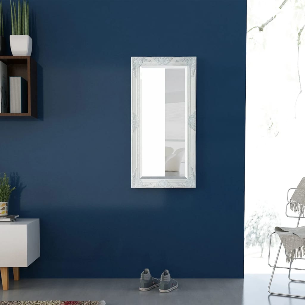 Wall Mirror Baroque Style White - 100×50cm