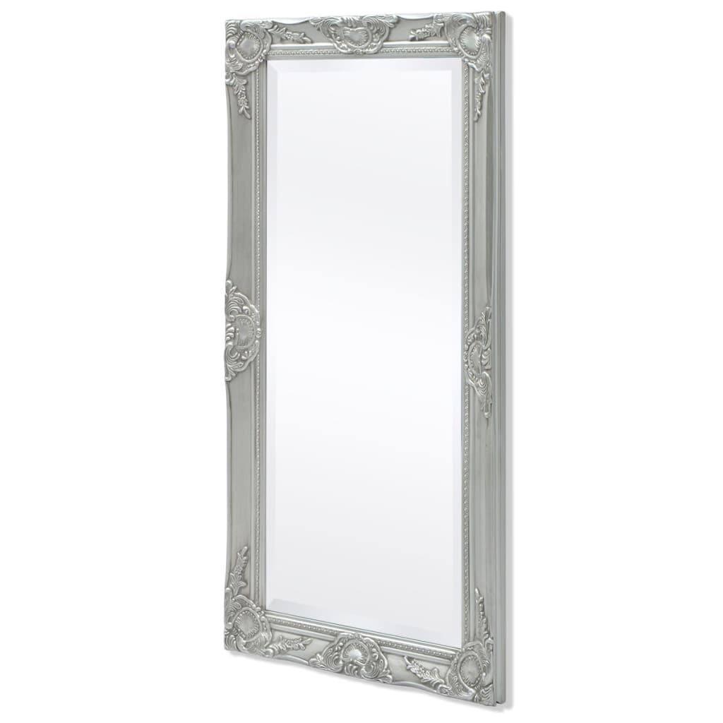 Wall Mirror Baroque Style Silver - 100×50cm