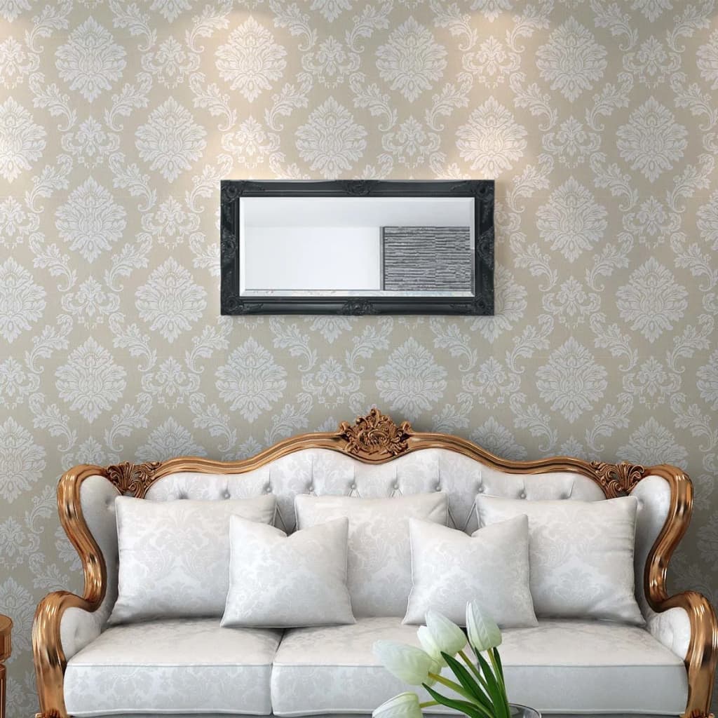 Wall Mirror Baroque Style Black - 100×50cm