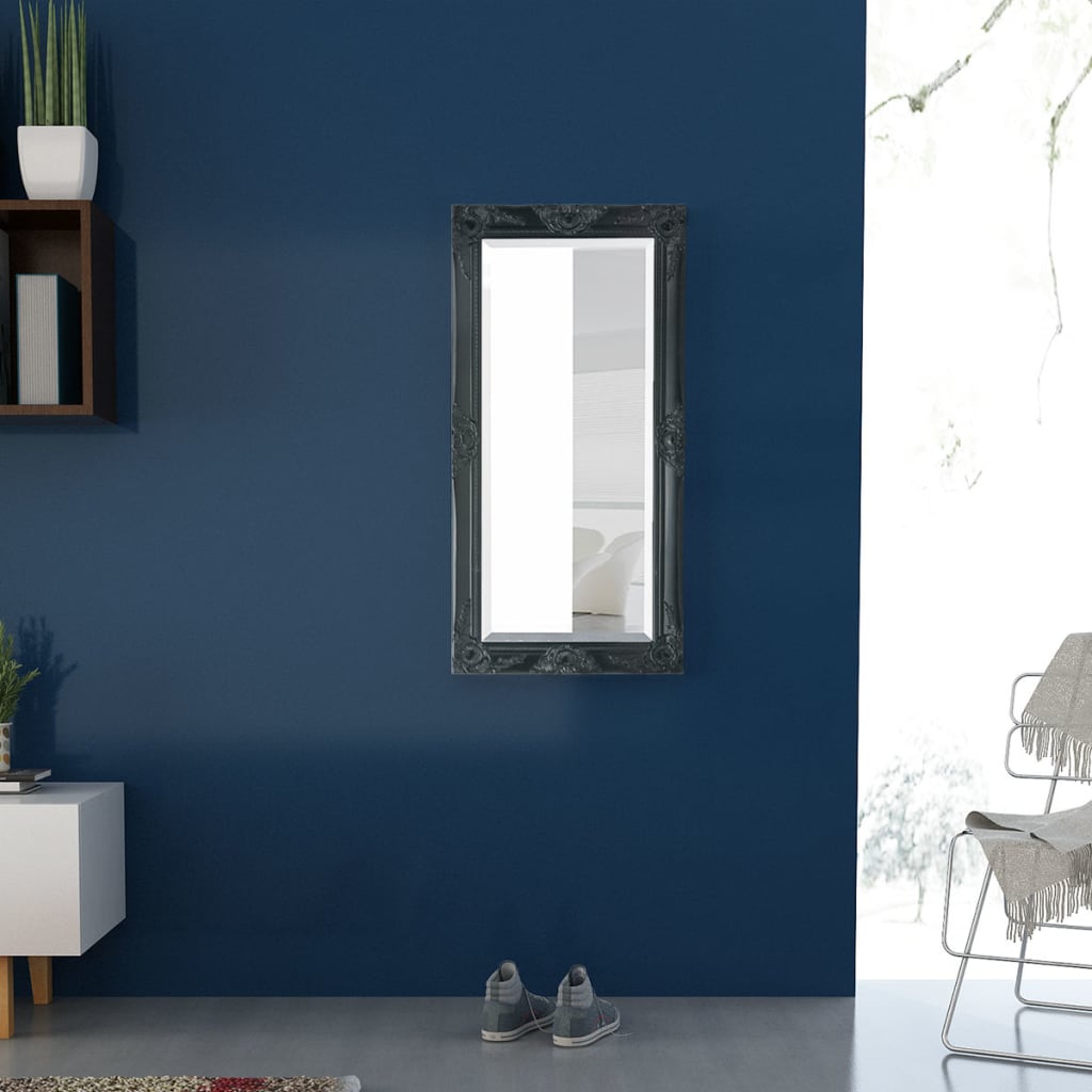 Wall Mirror Baroque Style Black - 100×50cm