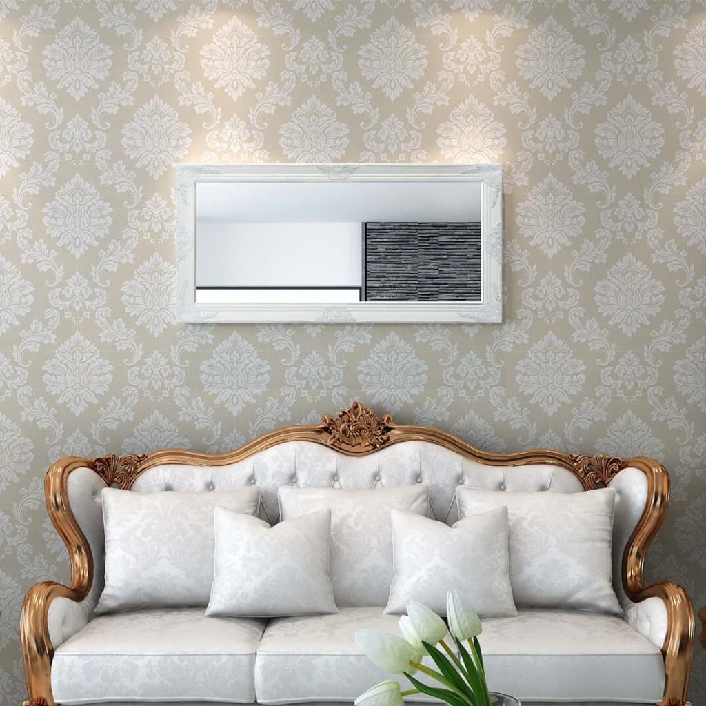 Wall Mirror Baroque Style White - 120×60cm