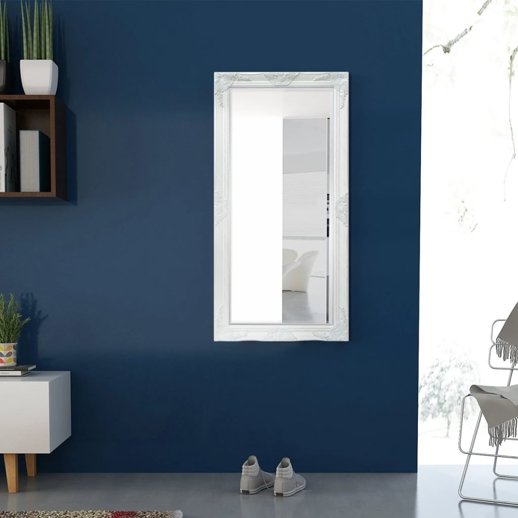 Wall Mirror Baroque Style White - 120×60cm
