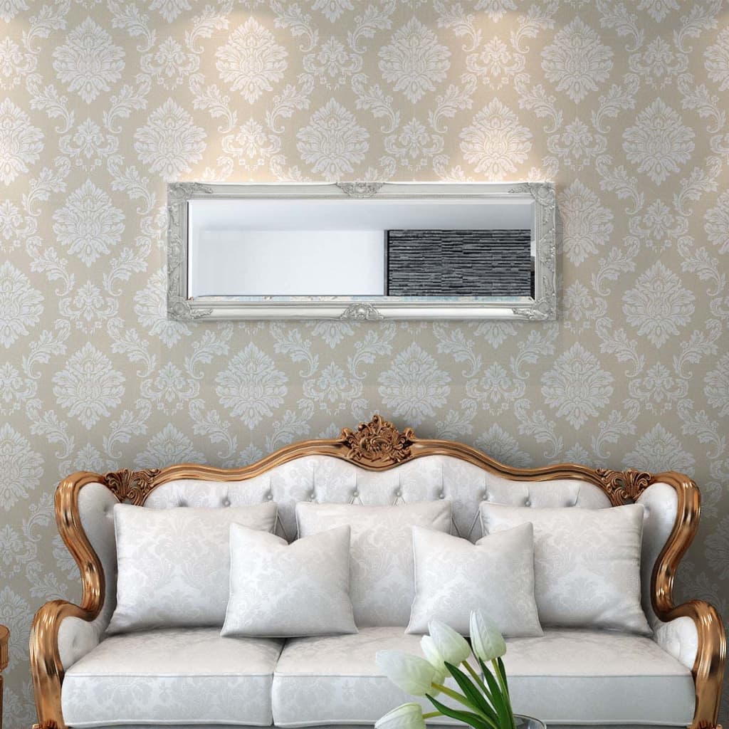 Wall Mirror Baroque Style Silver - 140×50cm