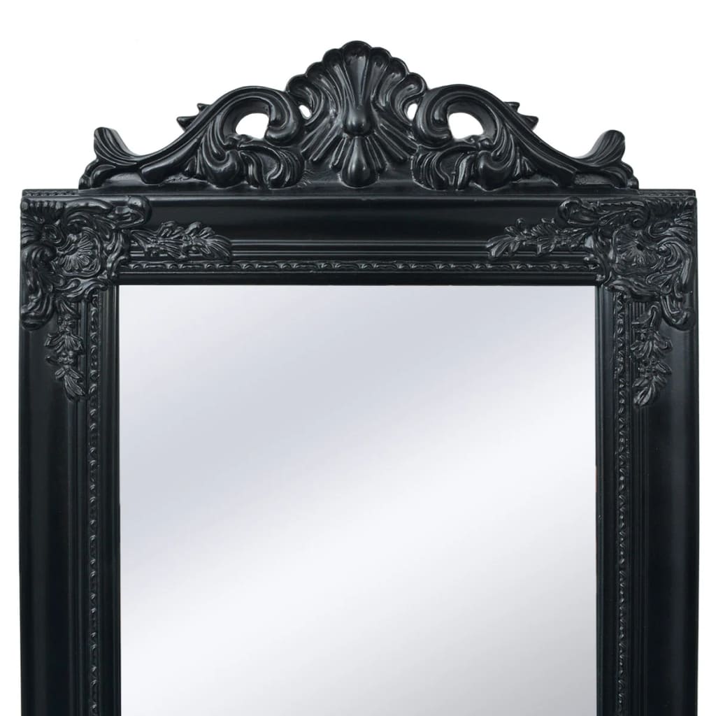 Free-Standing Mirror Baroque Style Black