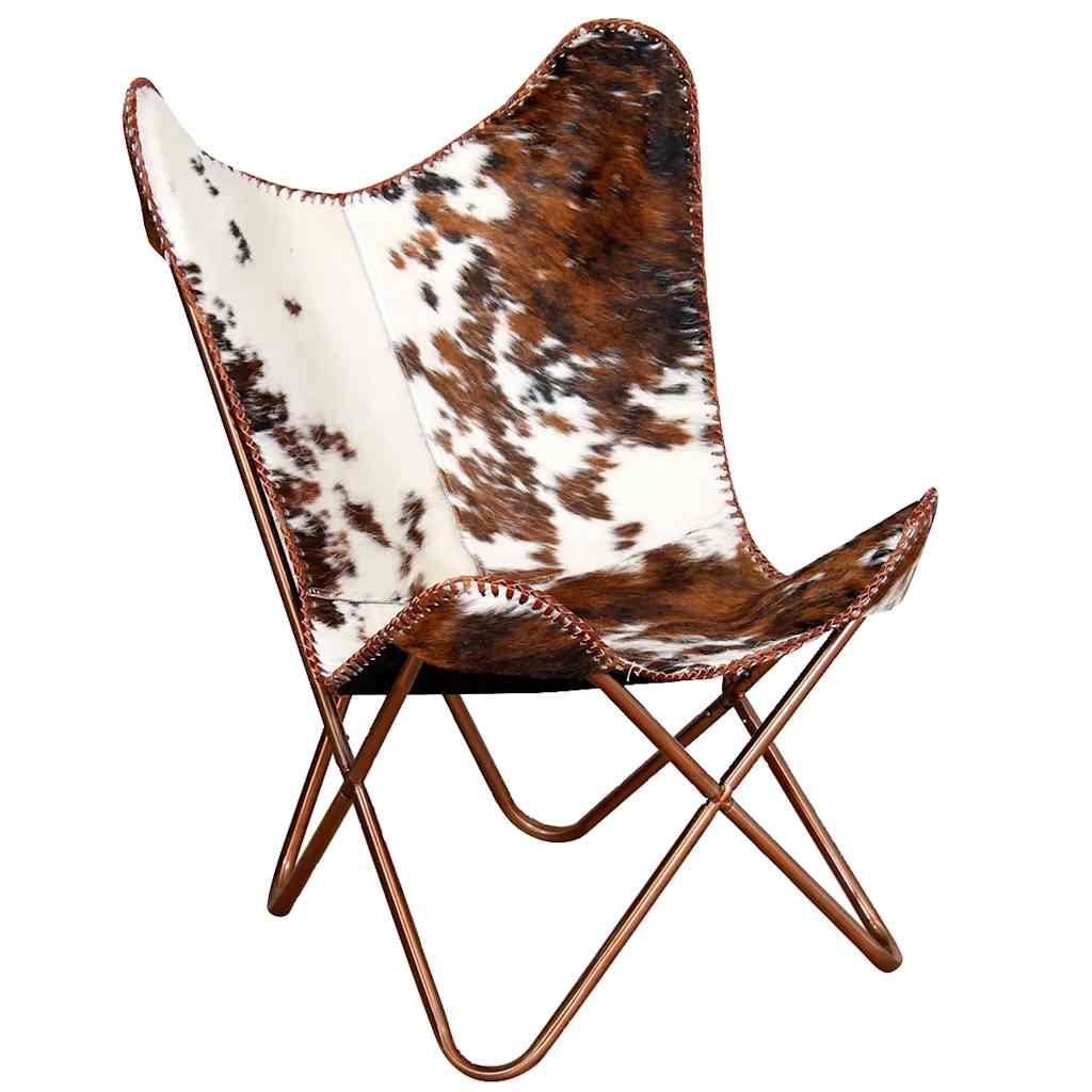 Cowhide Leather Butterfly Chair Brown White | HomeAndLiving