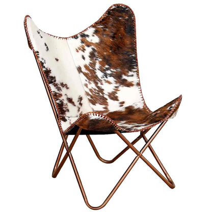 Cowhide Leather Butterfly Chair Brown White | HomeAndLiving