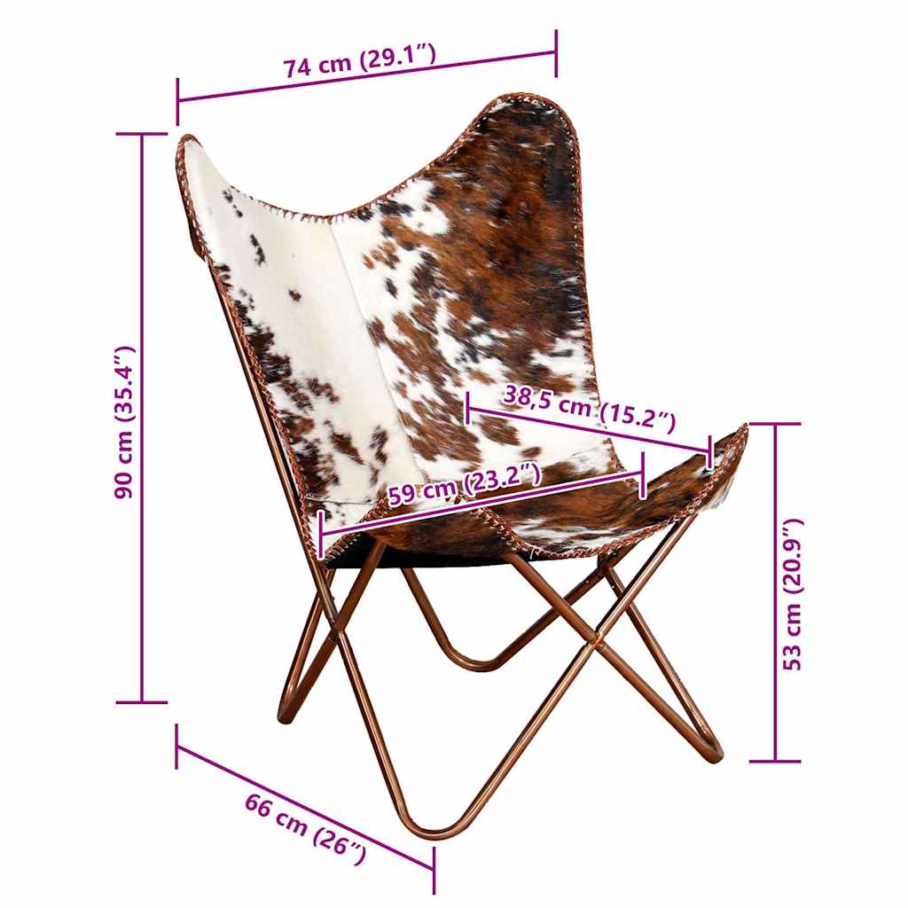 Cowhide Leather Butterfly Chair Brown White | HomeAndLiving