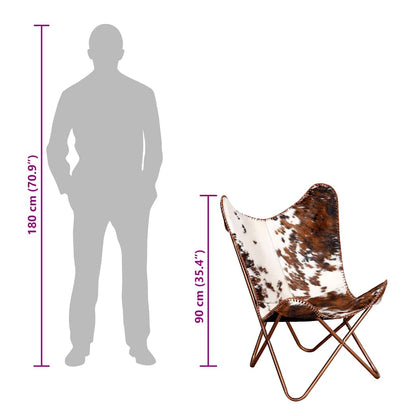 Cowhide Leather Butterfly Chair Brown White | HomeAndLiving