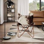 Cowhide Leather Butterfly Chair Brown White | HomeAndLiving