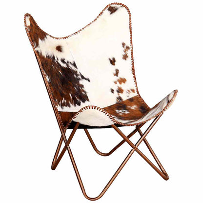Cowhide Leather Butterfly Chair Brown White | HomeAndLiving