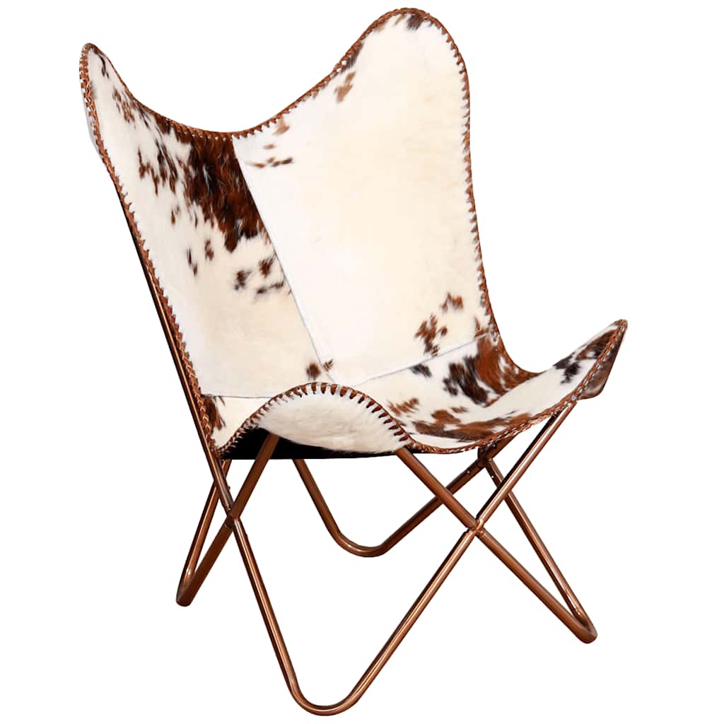 Cowhide Leather Butterfly Chair Brown White | HomeAndLiving
