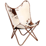 Cowhide Leather Butterfly Chair Brown White | HomeAndLiving