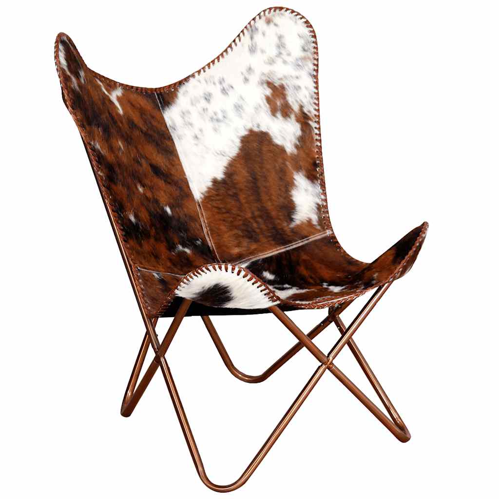 Cowhide Leather Butterfly Chair Brown White | HomeAndLiving