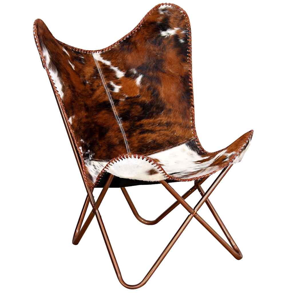 Cowhide Leather Butterfly Chair Brown White | HomeAndLiving