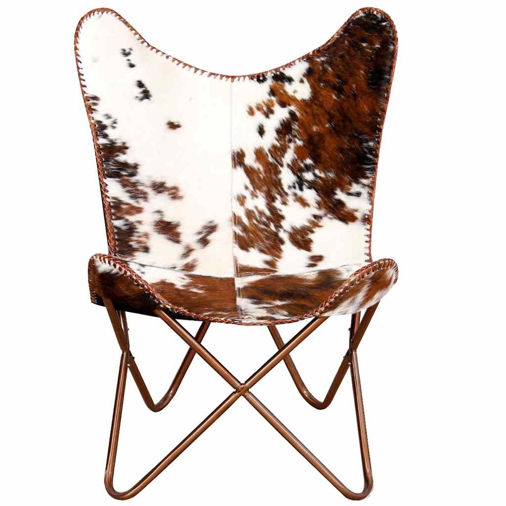Cowhide Leather Butterfly Chair Brown White | HomeAndLiving