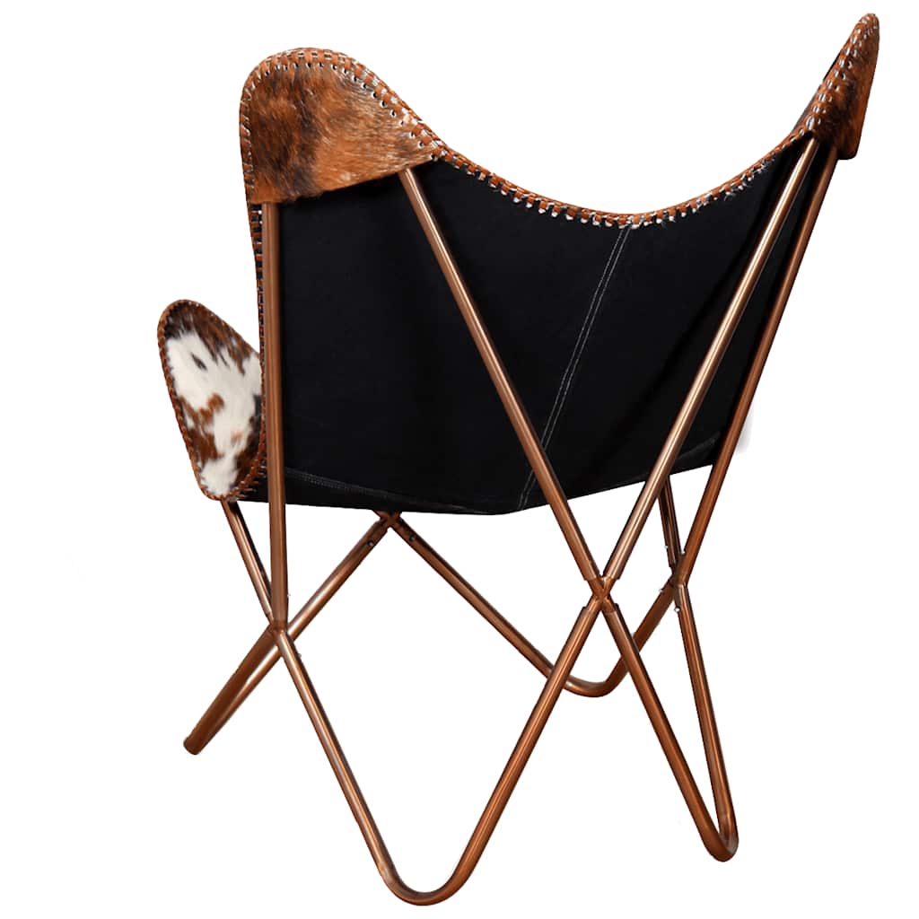 Cowhide Leather Butterfly Chair Brown White | HomeAndLiving
