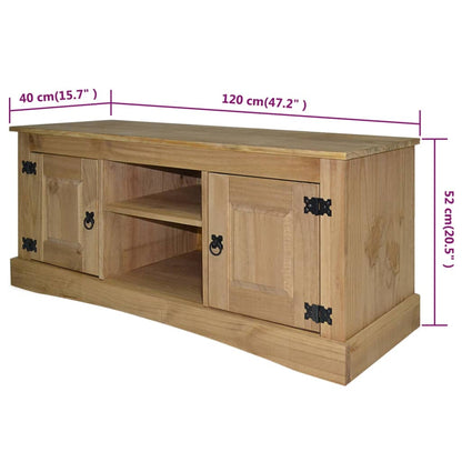 Tv Cabinet Mexican Pine Corona Range - 120×40×52cm