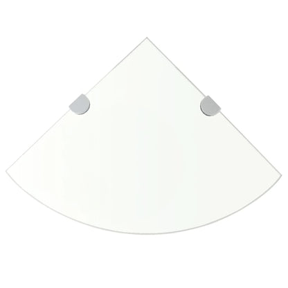 Corner Shelf with Chrome Supports Glass Clear - 25×25cm