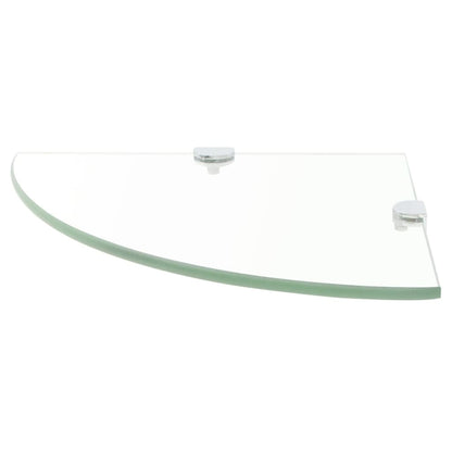 Corner Shelf with Chrome Supports Glass Clear - 25×25cm
