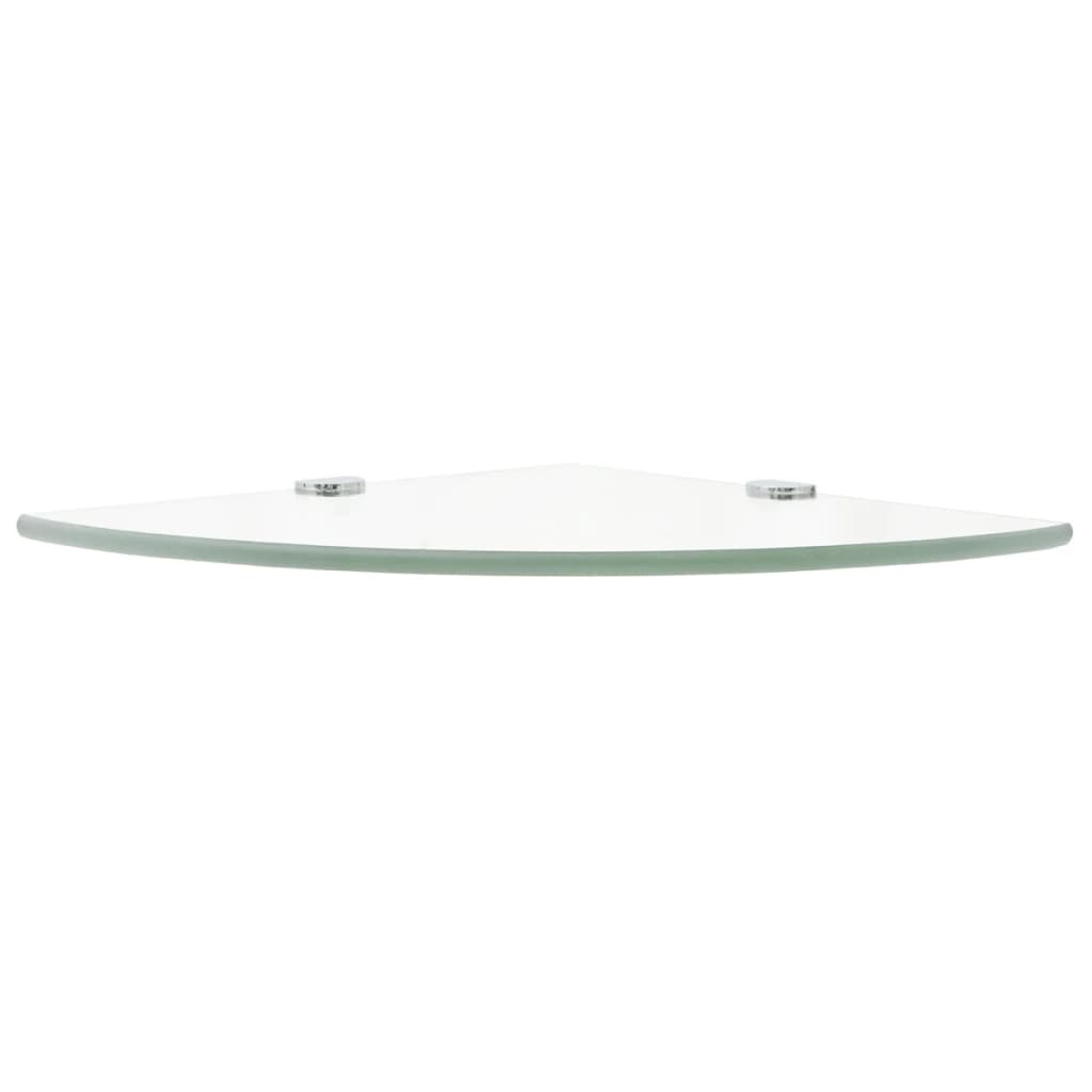Corner Shelf with Chrome Supports Glass Clear - 25×25cm