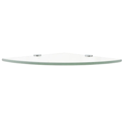 Corner Shelf with Chrome Supports Glass Clear - 25×25cm