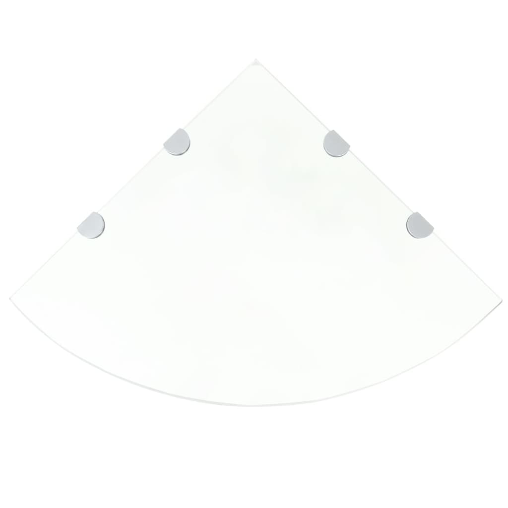 Corner Shelf with Chrome Supports Glass Clear - 45×45cm
