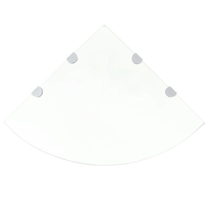 Corner Shelf with Chrome Supports Glass Clear - 45×45cm