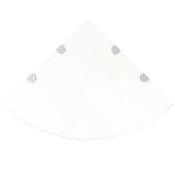 Corner Shelf with Chrome Supports Glass Clear