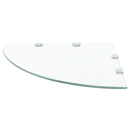 Corner Shelf with Chrome Supports Glass Clear - 45×45cm