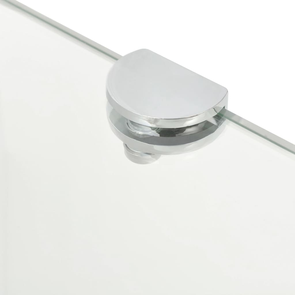 Corner Shelf with Chrome Supports Glass Clear - 45×45cm