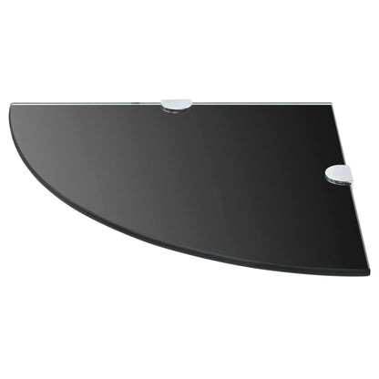 Corner Shelf with Chrome Supports Glass Black - 25×25cm