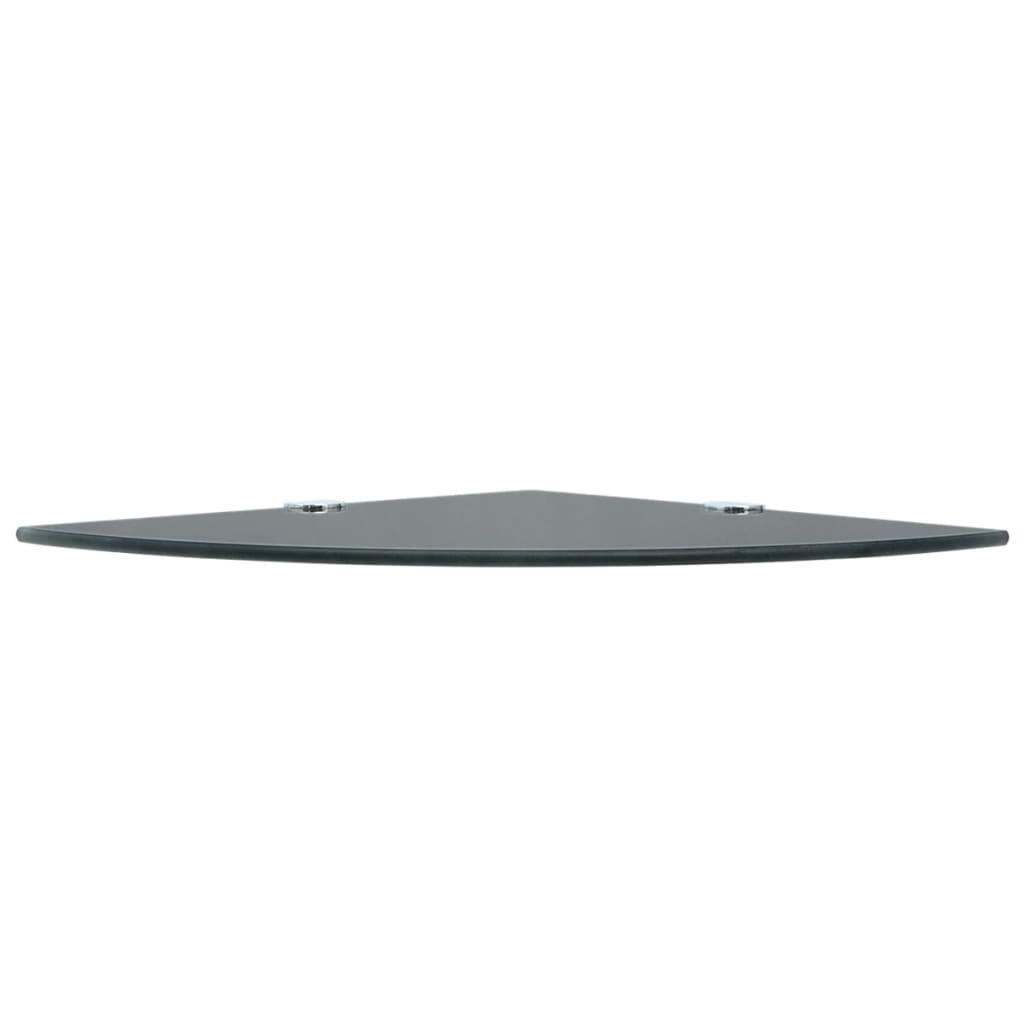 Corner Shelf with Chrome Supports Glass Black - 25×25cm