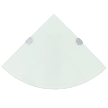 Corner Shelf with Chrome Supports Glass White - 25×25cm