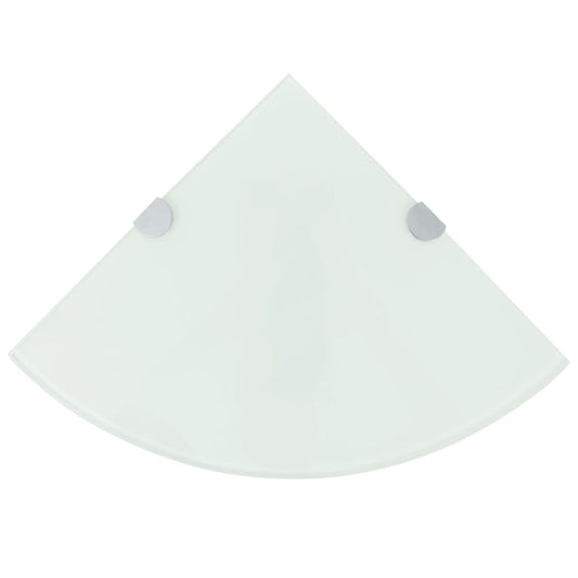 Corner Shelf with Chrome Supports Glass White - 25×25cm
