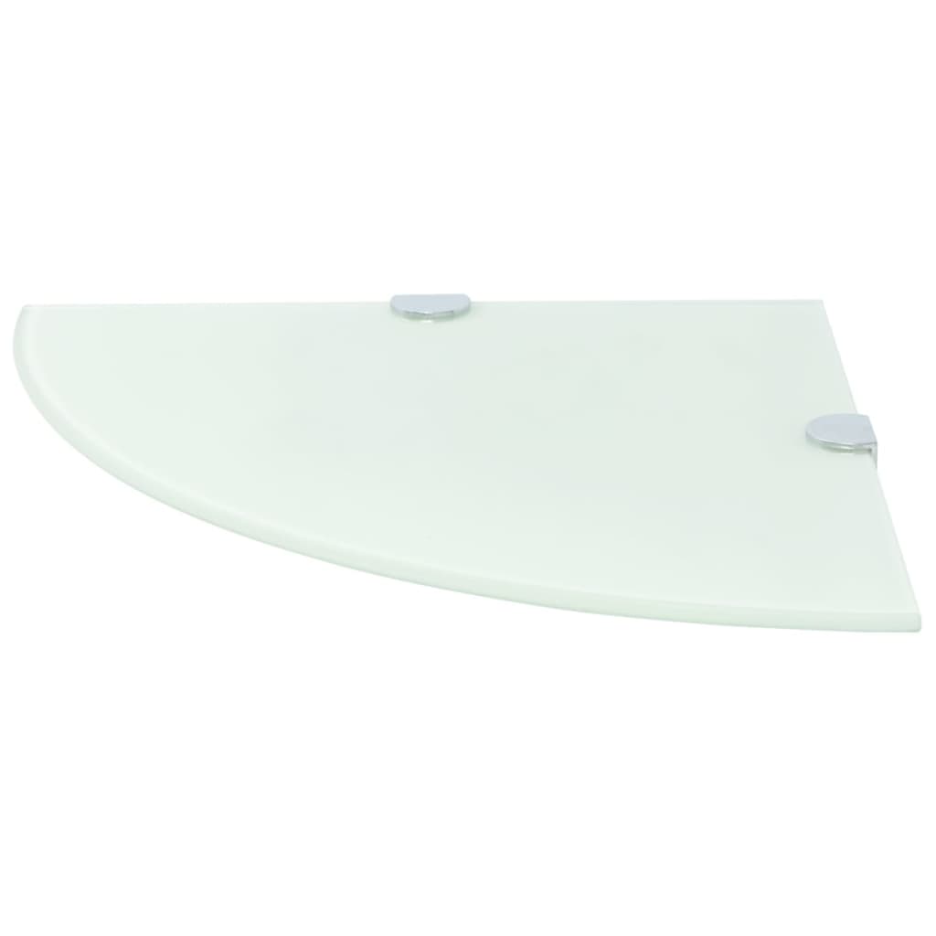 Corner Shelf with Chrome Supports Glass White - 25×25cm