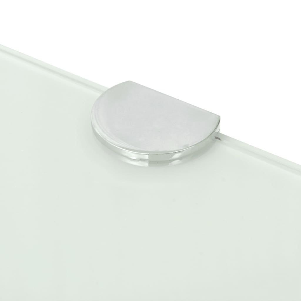 Corner Shelf with Chrome Supports Glass White - 25×25cm