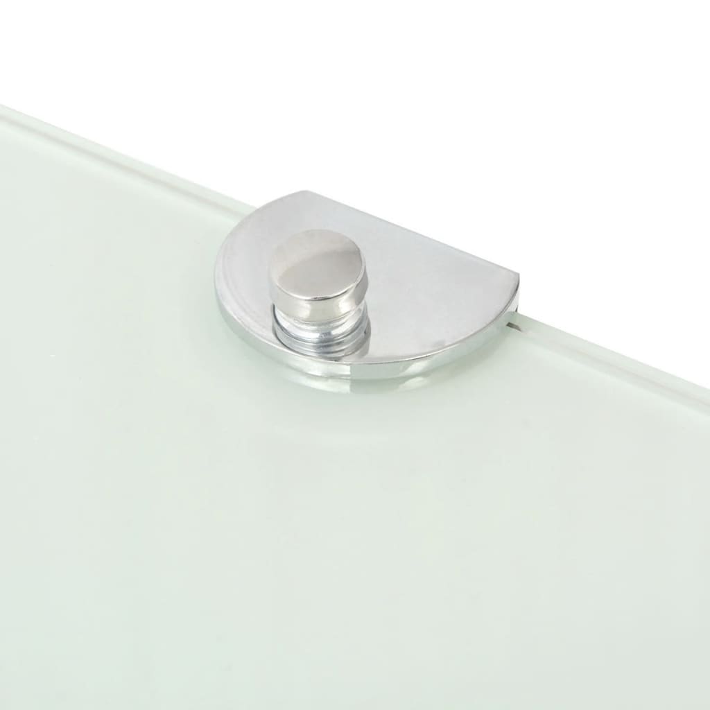 Corner Shelf with Chrome Supports Glass White - 25×25cm