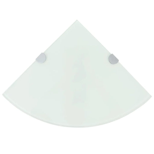 Corner Shelf with Chrome Supports Glass White - 35×35cm