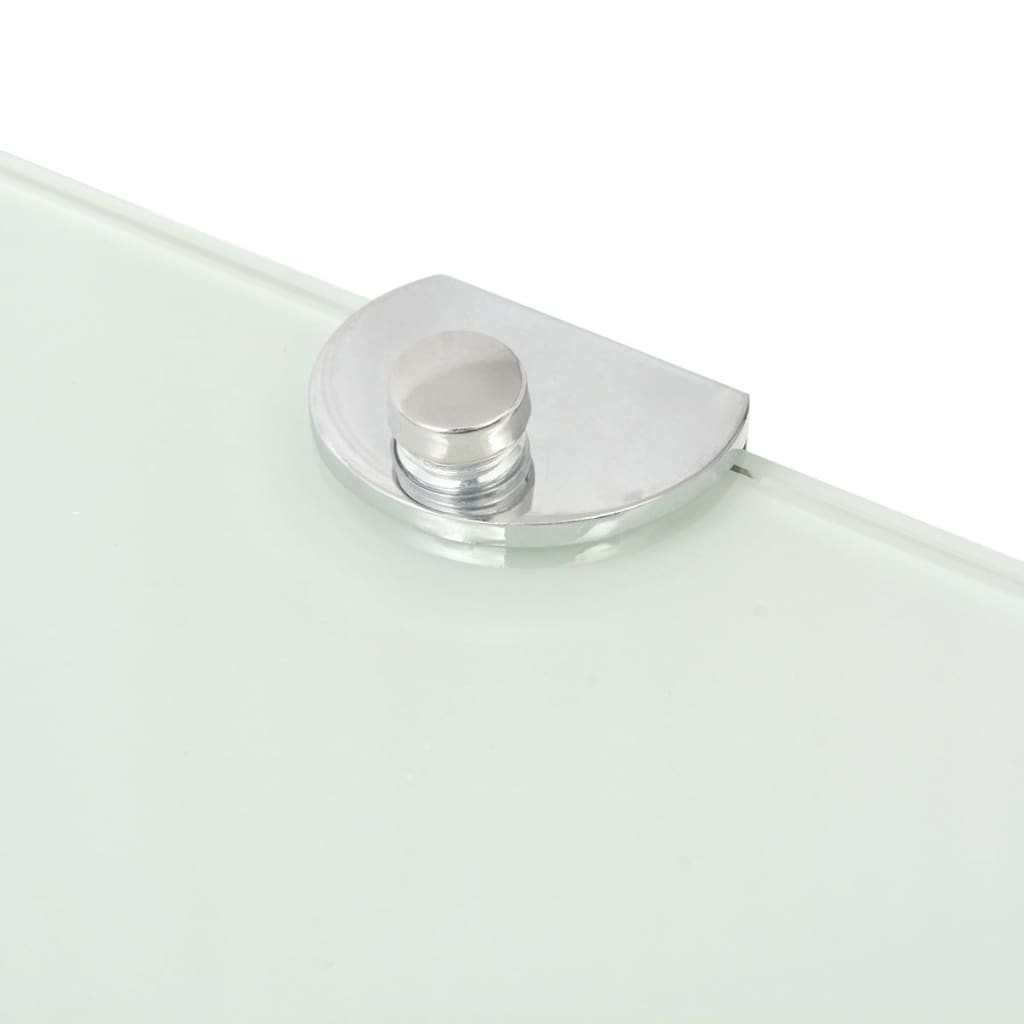 Corner Shelf with Chrome Supports Glass White