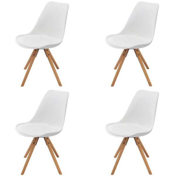  Dining  Chairs 4 pcs White Faux Leather