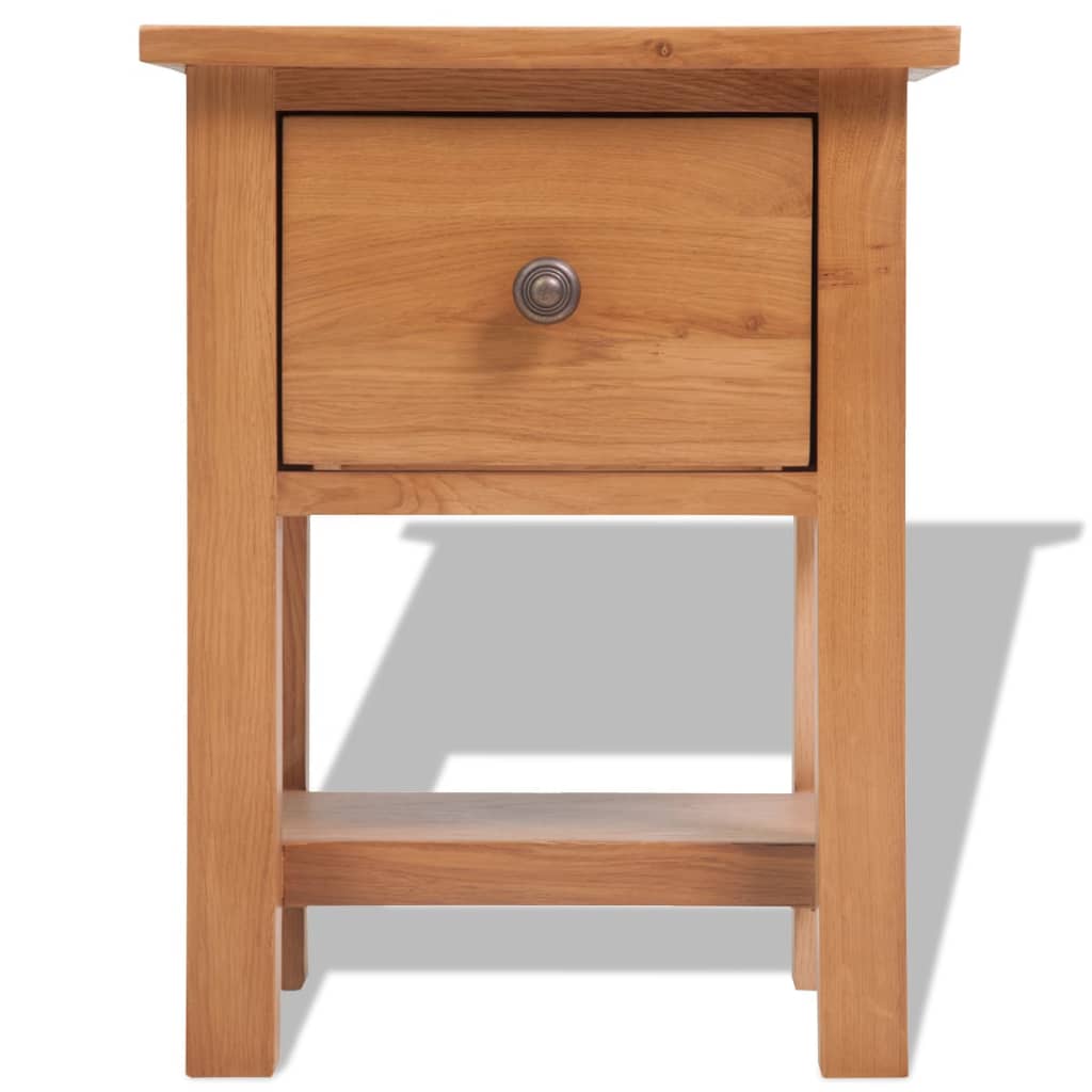 Nightstand Solid Oak Wood - Brown