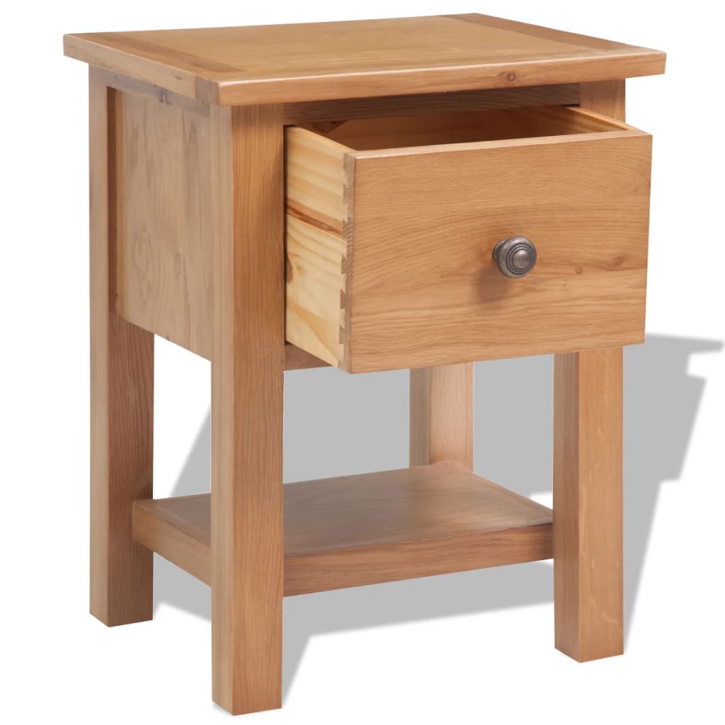 Nightstand Solid Oak Wood - Brown