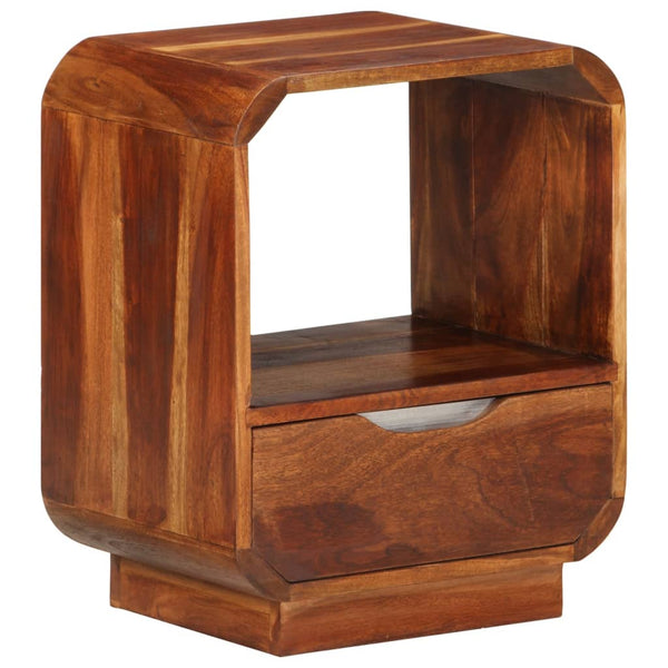  Nightstand with Drawer Solid Sheesham Wood