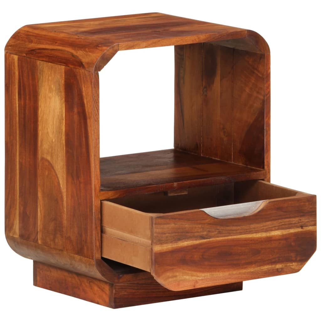 Nightstand With Drawer 2 Pcs Solid Sheesham Wood